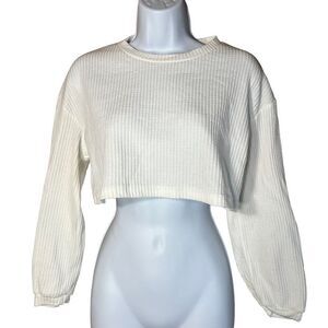 ‎Zaful White Cropped Sweater Size Small